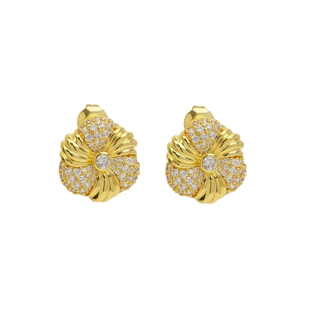 1 Pair Simple Style Flower Plating Copper 18K Gold Plated Ear Studs