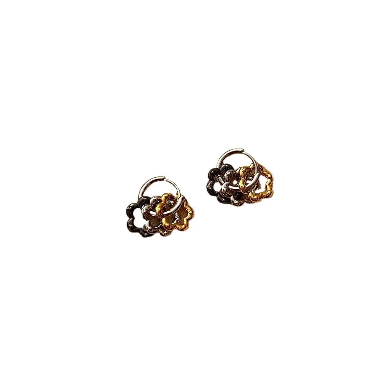 1 Pair Simple Style Flower Plating Copper Earrings