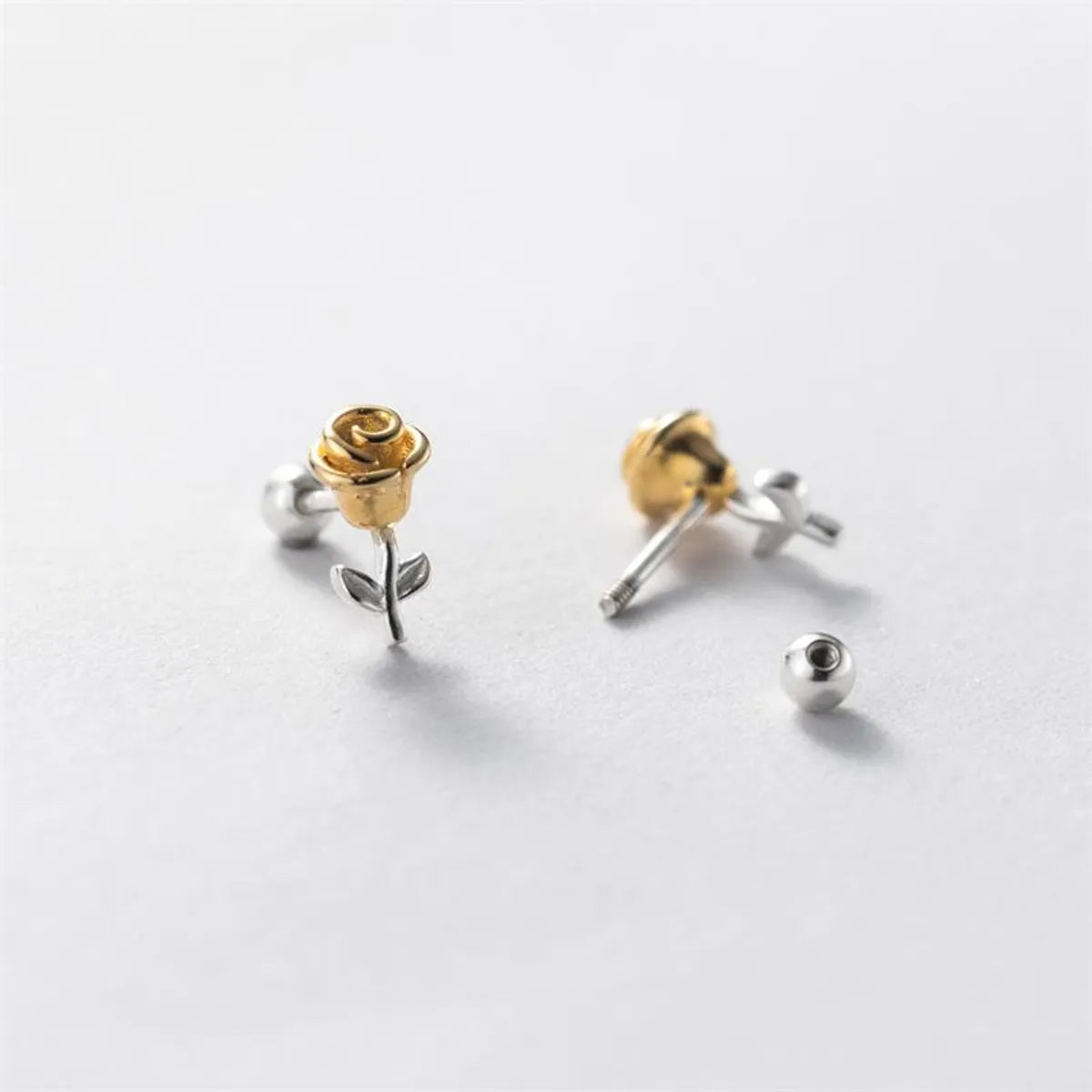 1 Pair Simple Style Flower Plating Copper Silver Plated Earrings