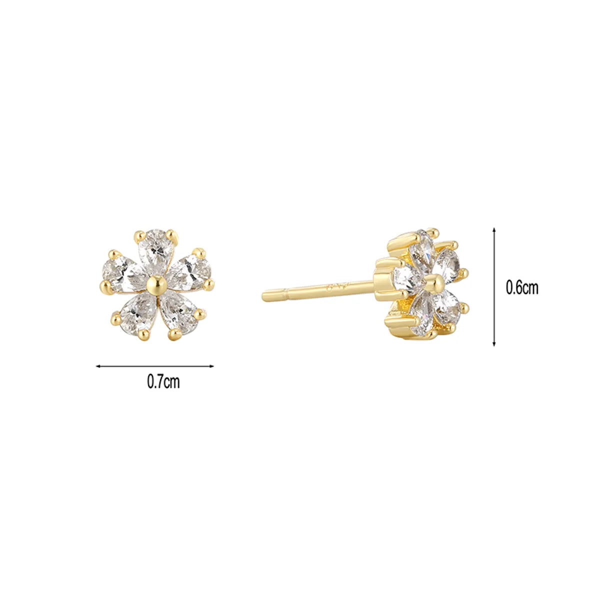 1 Pair Simple Style Flower Plating Inlay Copper Zircon 18k Gold Plated Ear Studs