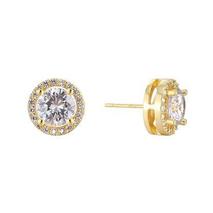 1 Pair Simple Style Flower Plating Inlay Copper Zircon 18k Gold Plated Ear Studs