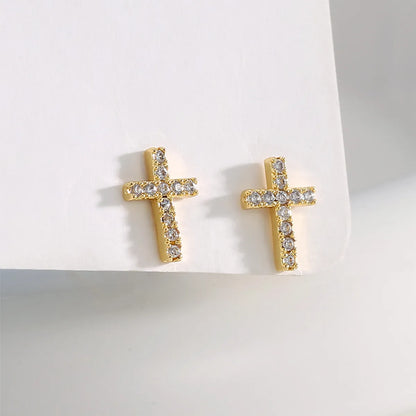 1 Pair Simple Style Flower Plating Inlay Copper Zircon 18k Gold Plated Ear Studs