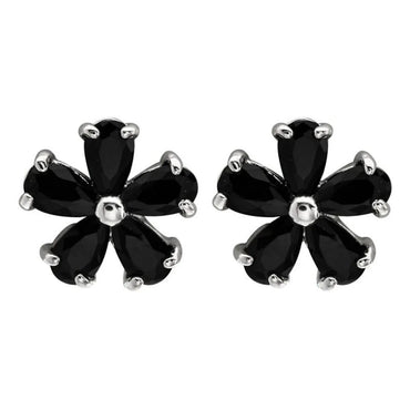 1 Pair Simple Style Flower Plating Inlay Copper Zircon White Gold Plated Ear Studs