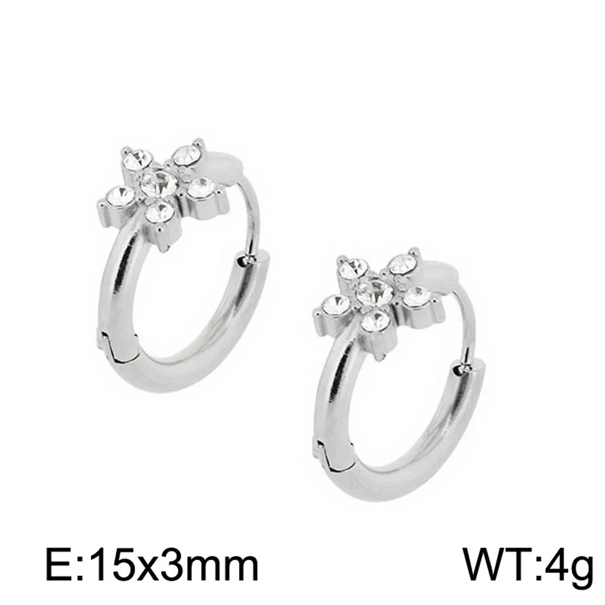 1 Pair Simple Style Flower Plating Inlay Stainless Steel Zircon 18K Gold Plated Hoop Earrings