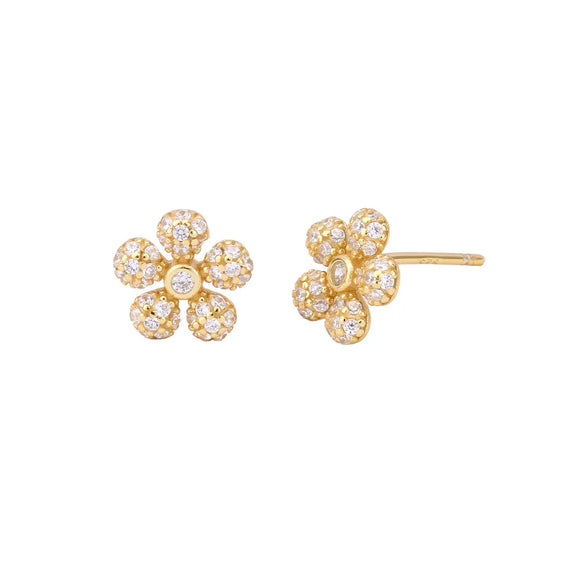 1 Pair Simple Style Flower Plating Inlay Sterling Silver Zircon White Gold Plated Ear Studs