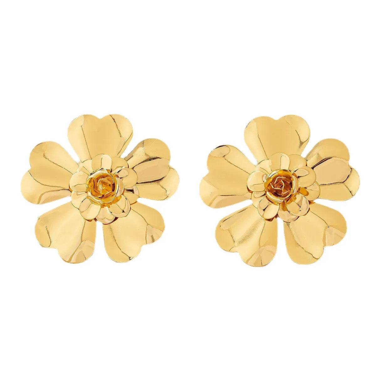 1 Pair Simple Style Flower Plating Alloy Ear Studs