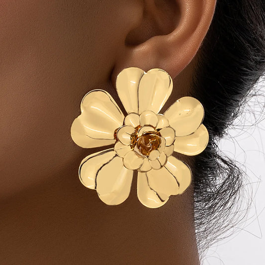 1 Pair Simple Style Flower Plating Alloy Ear Studs