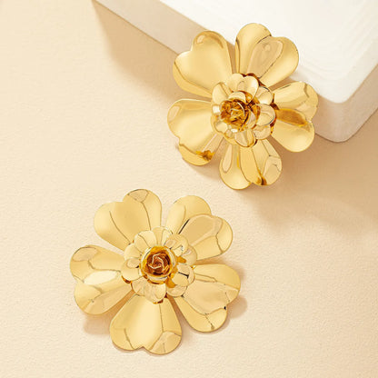 1 Pair Simple Style Flower Plating Alloy Ear Studs