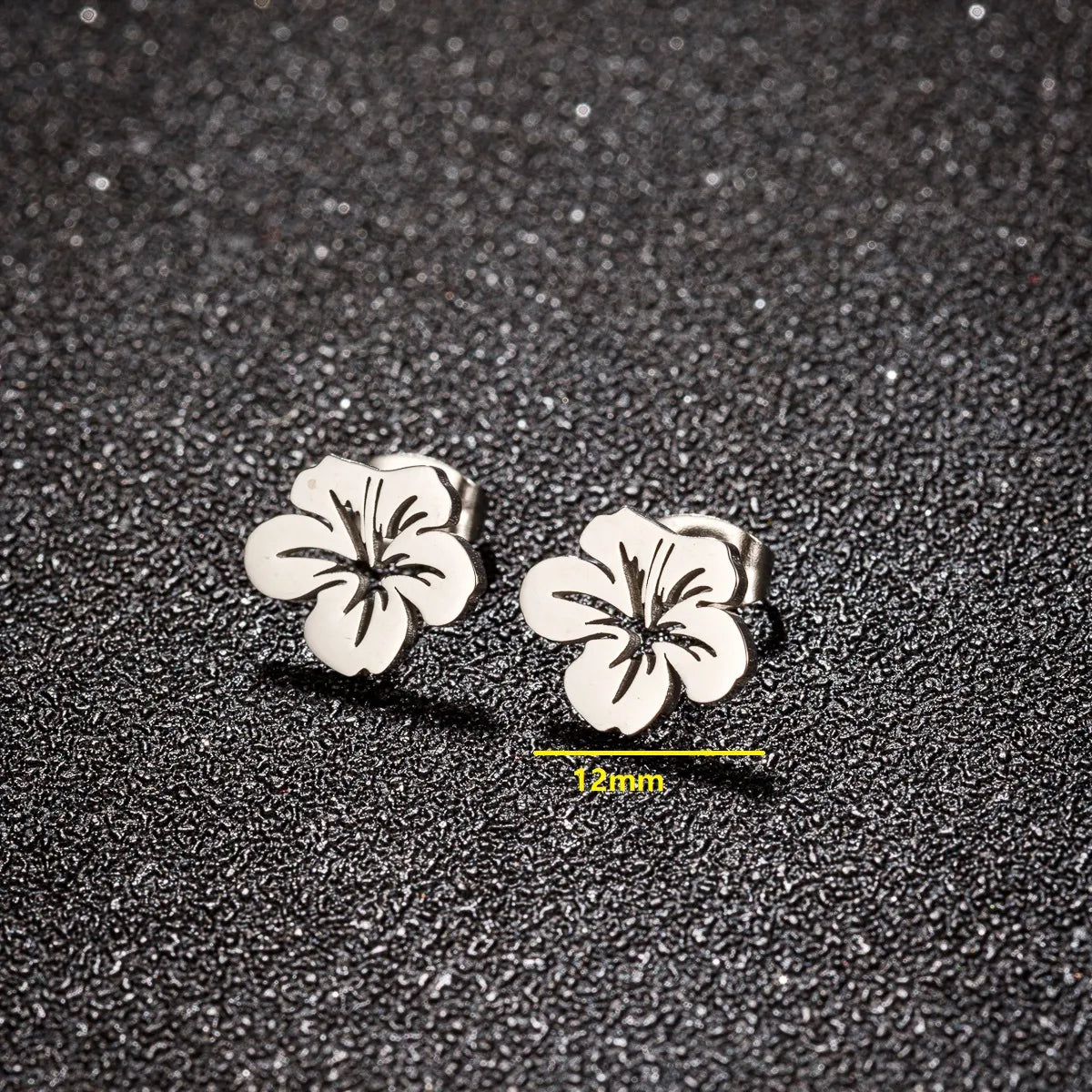 1 Pair Simple Style Flower Plating Stainless Steel 18k Gold Plated Ear Studs