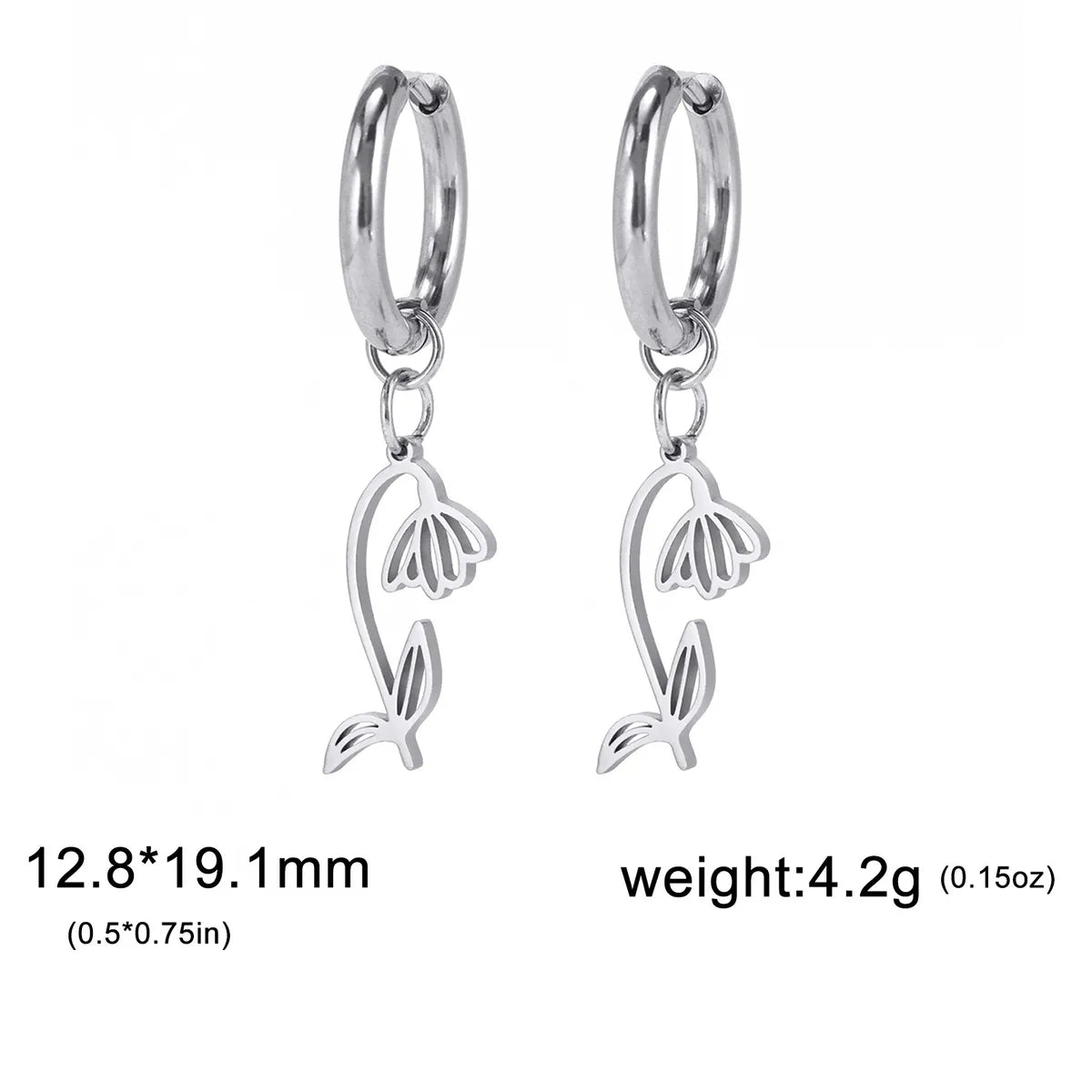 1 Pair Simple Style Flower Plating Stainless Steel Drop Earrings