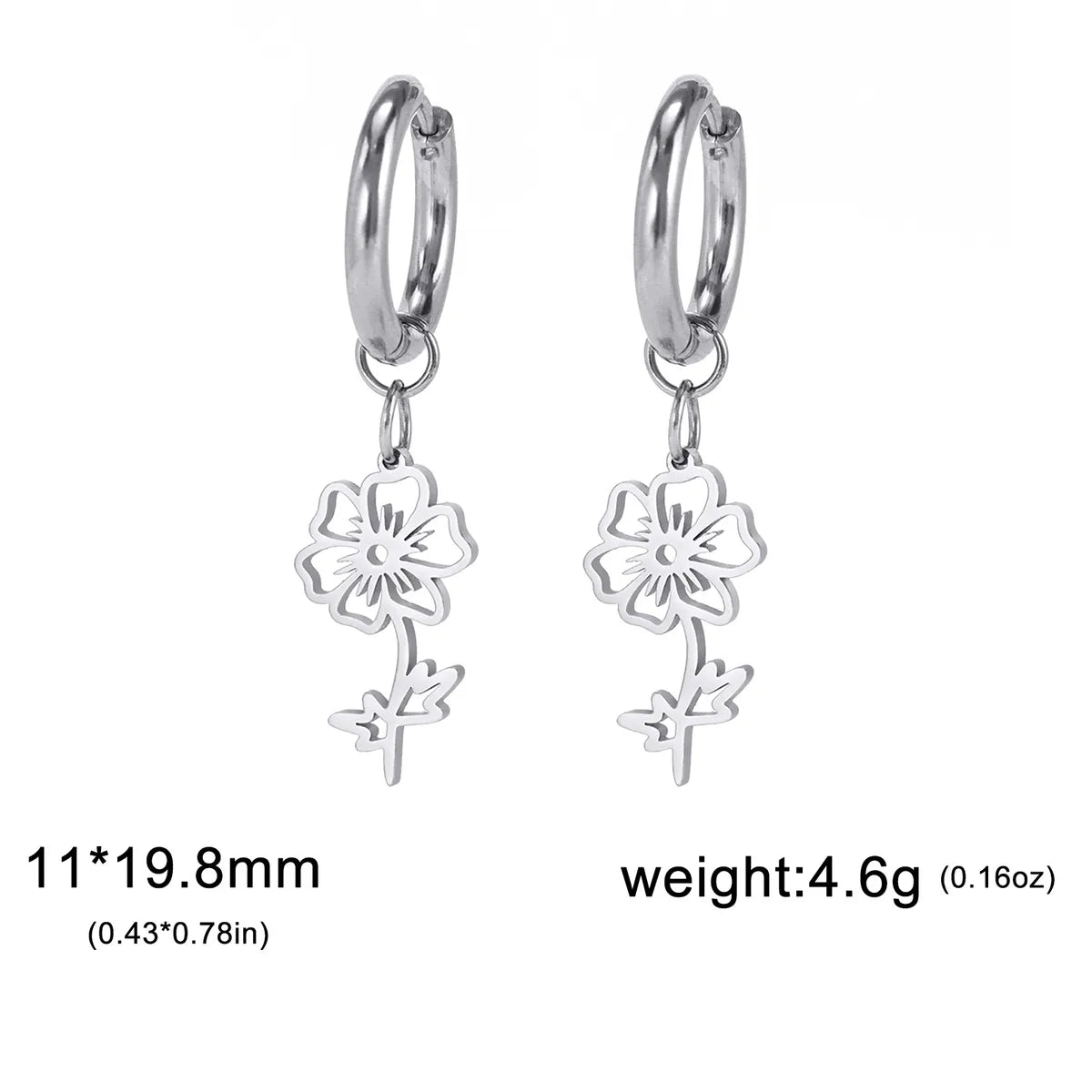 1 Pair Simple Style Flower Plating Stainless Steel Drop Earrings