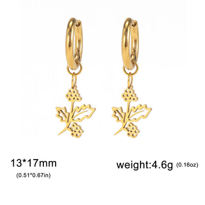 1 Pair Simple Style Flower Plating Stainless Steel Drop Earrings