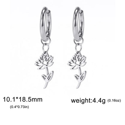 1 Pair Simple Style Flower Plating Stainless Steel Drop Earrings