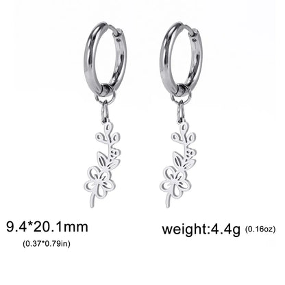 1 Pair Simple Style Flower Plating Stainless Steel Drop Earrings