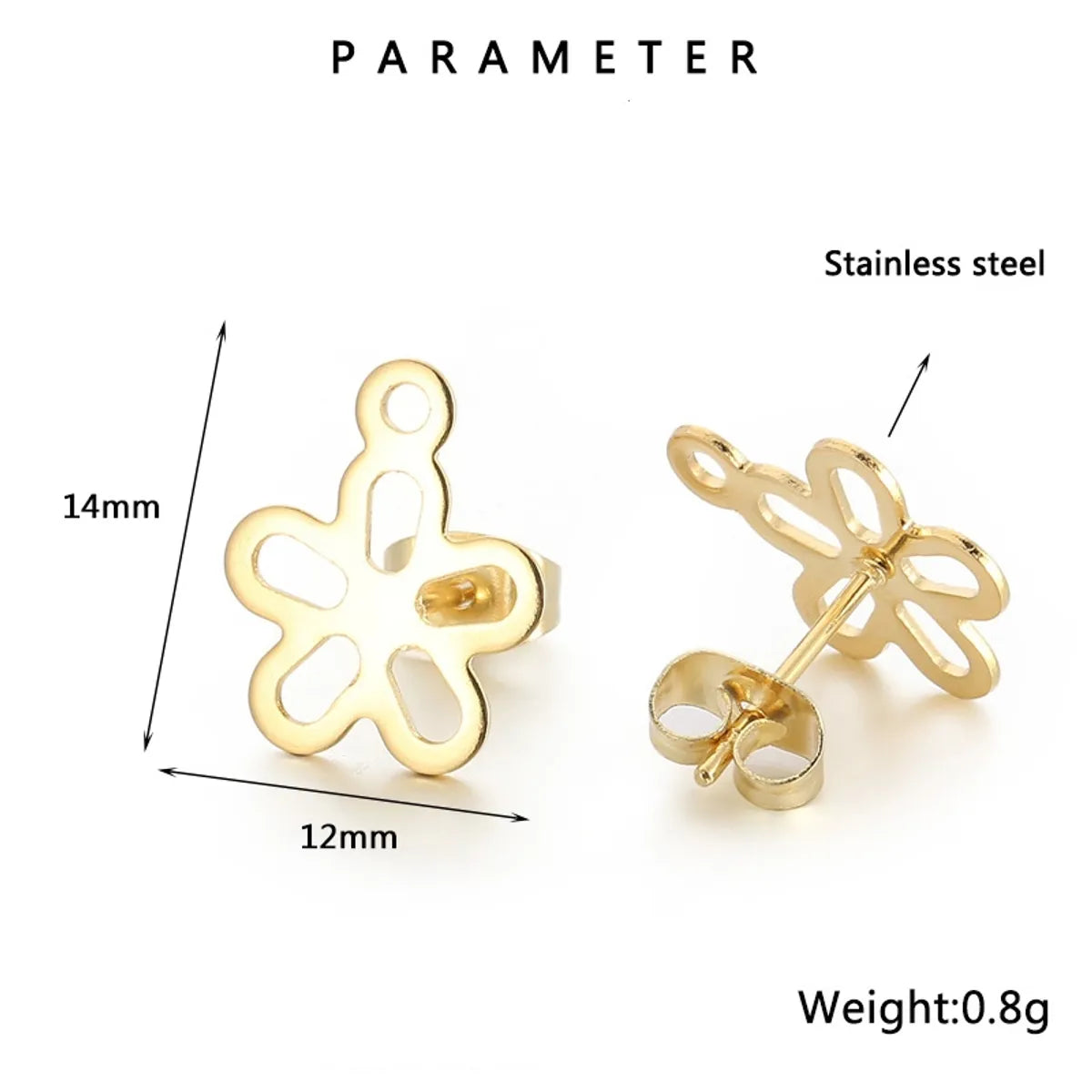 1 Pair Simple Style Flower Plating Stainless Steel Ear Studs