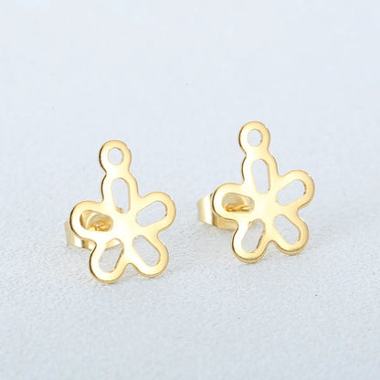 1 Pair Simple Style Flower Plating Stainless Steel Ear Studs