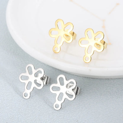 1 Pair Simple Style Flower Plating Stainless Steel Ear Studs