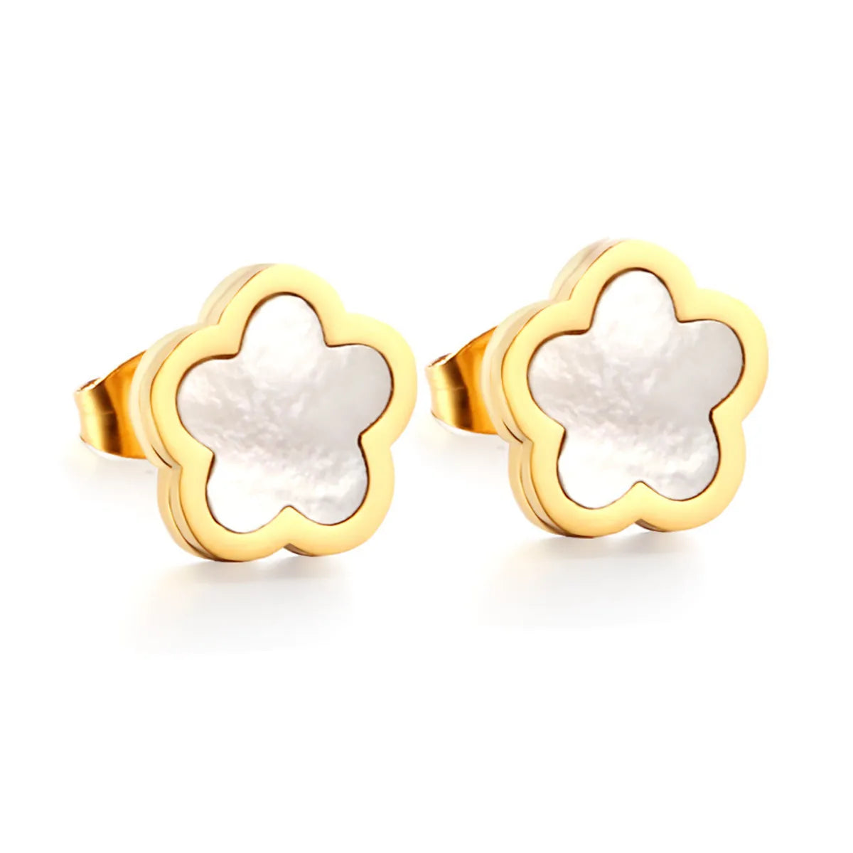 1 Pair Simple Style Flower Plating Stainless Steel Gold Plated Ear Studs