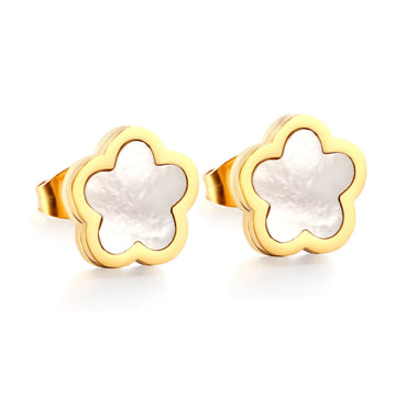 1 Pair Simple Style Flower Plating Stainless Steel Gold Plated Ear Studs