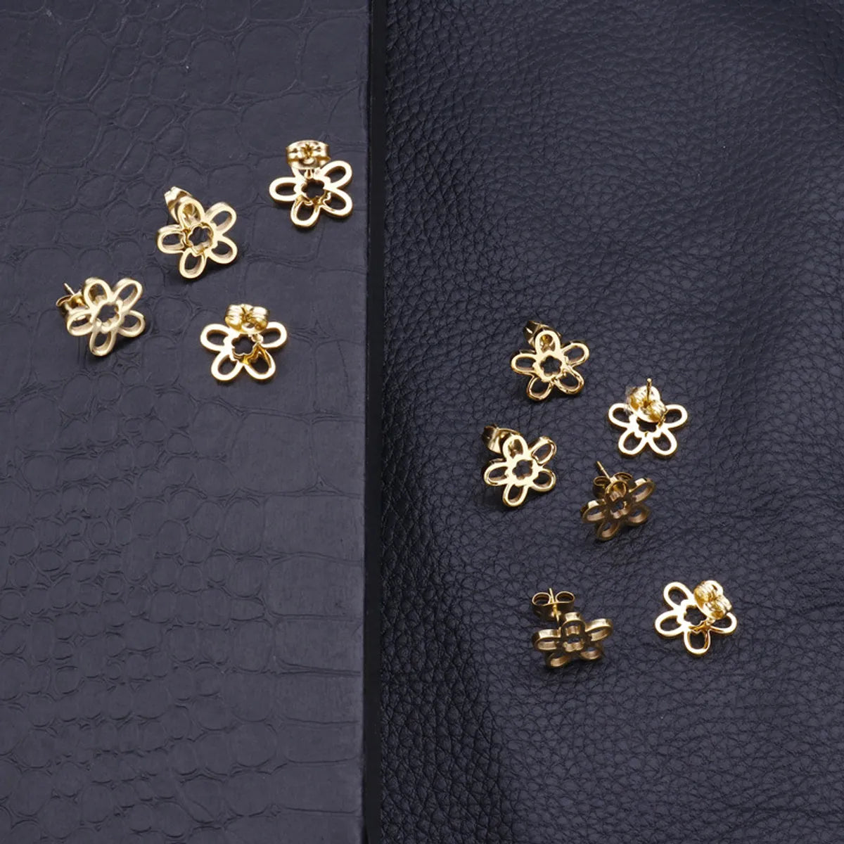 1 Pair Simple Style Flower Plating Stainless Steel Gold Plated Ear Studs