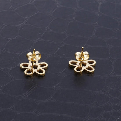 1 Pair Simple Style Flower Plating Stainless Steel Gold Plated Ear Studs