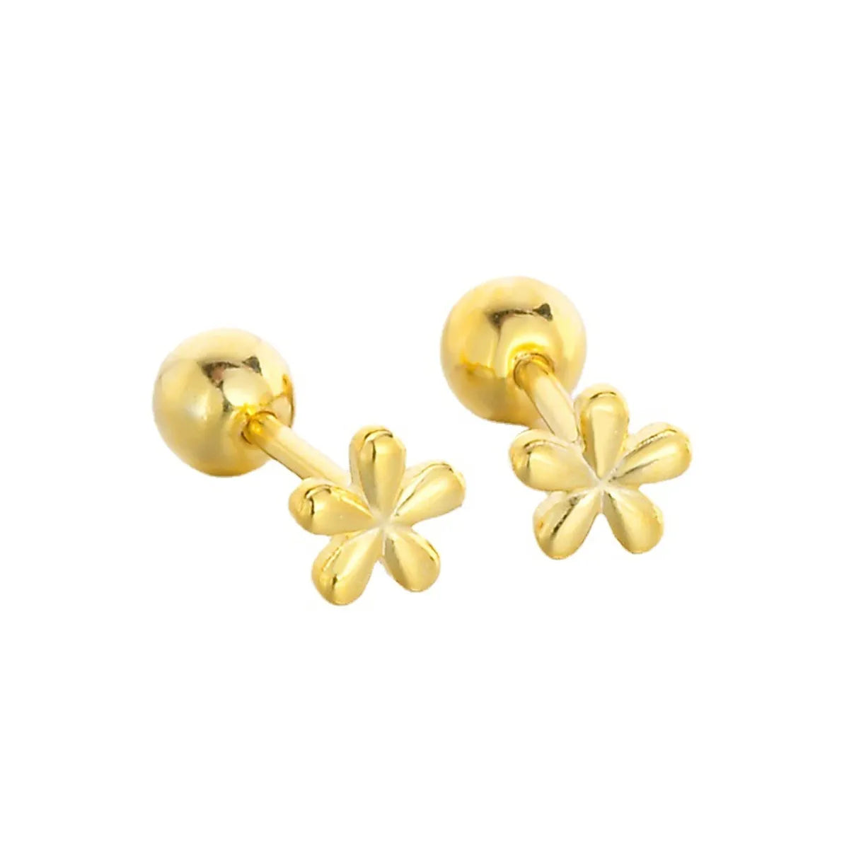 1 Pair Simple Style Flower Plating Sterling Silver Ear Studs