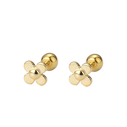 1 Pair Simple Style Flower Plating Sterling Silver Ear Studs