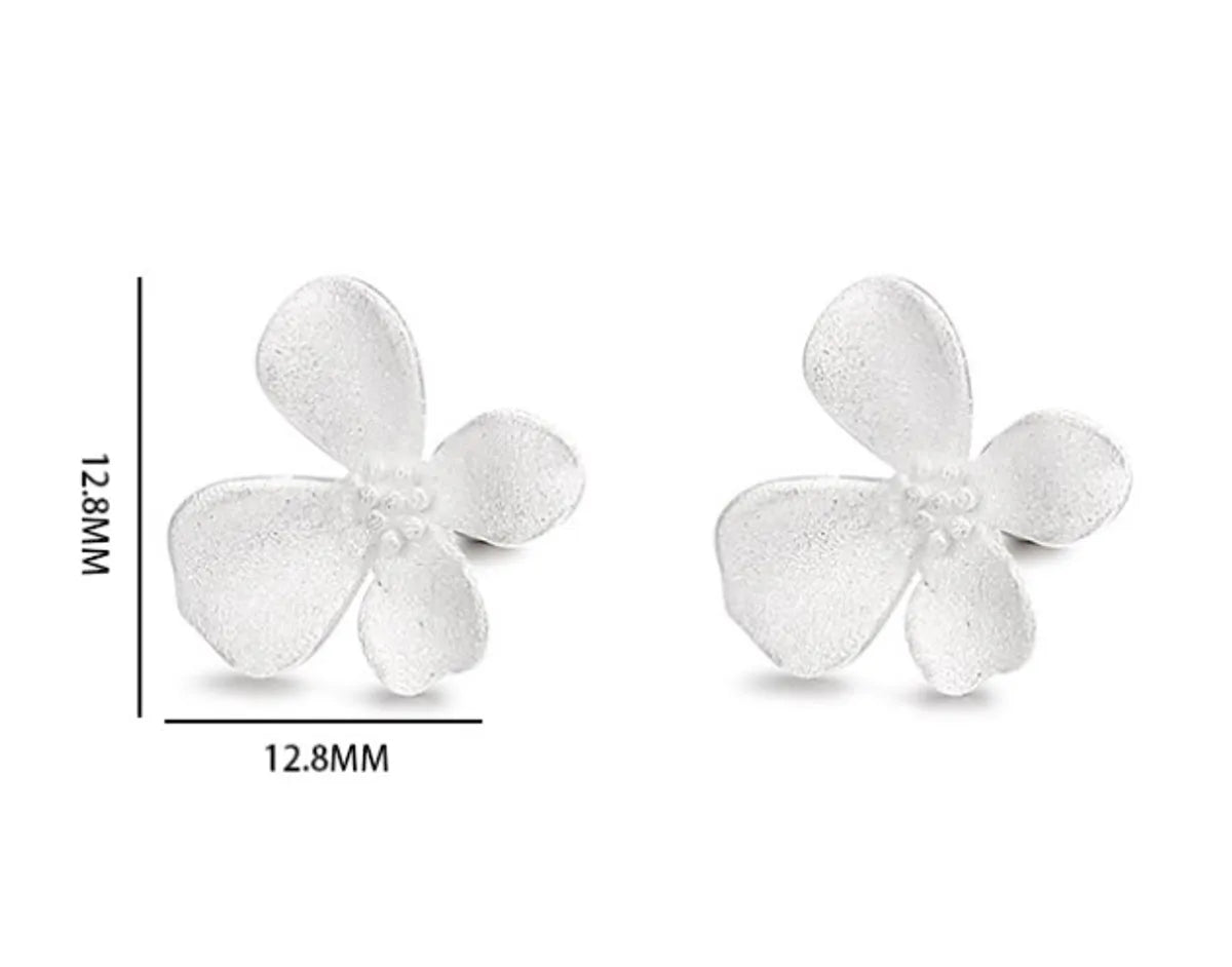 1 Pair Simple Style Flower Plating Sterling Silver Gold Plated Ear Studs