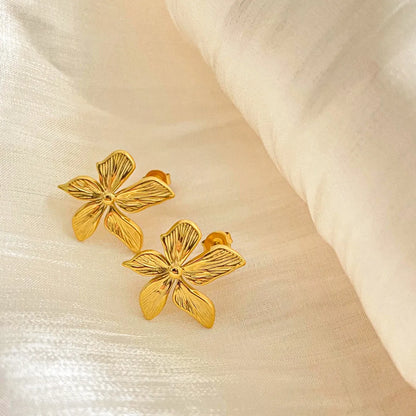 1 Pair Simple Style Flower Plating Titanium Steel 18k Gold Plated Ear Studs