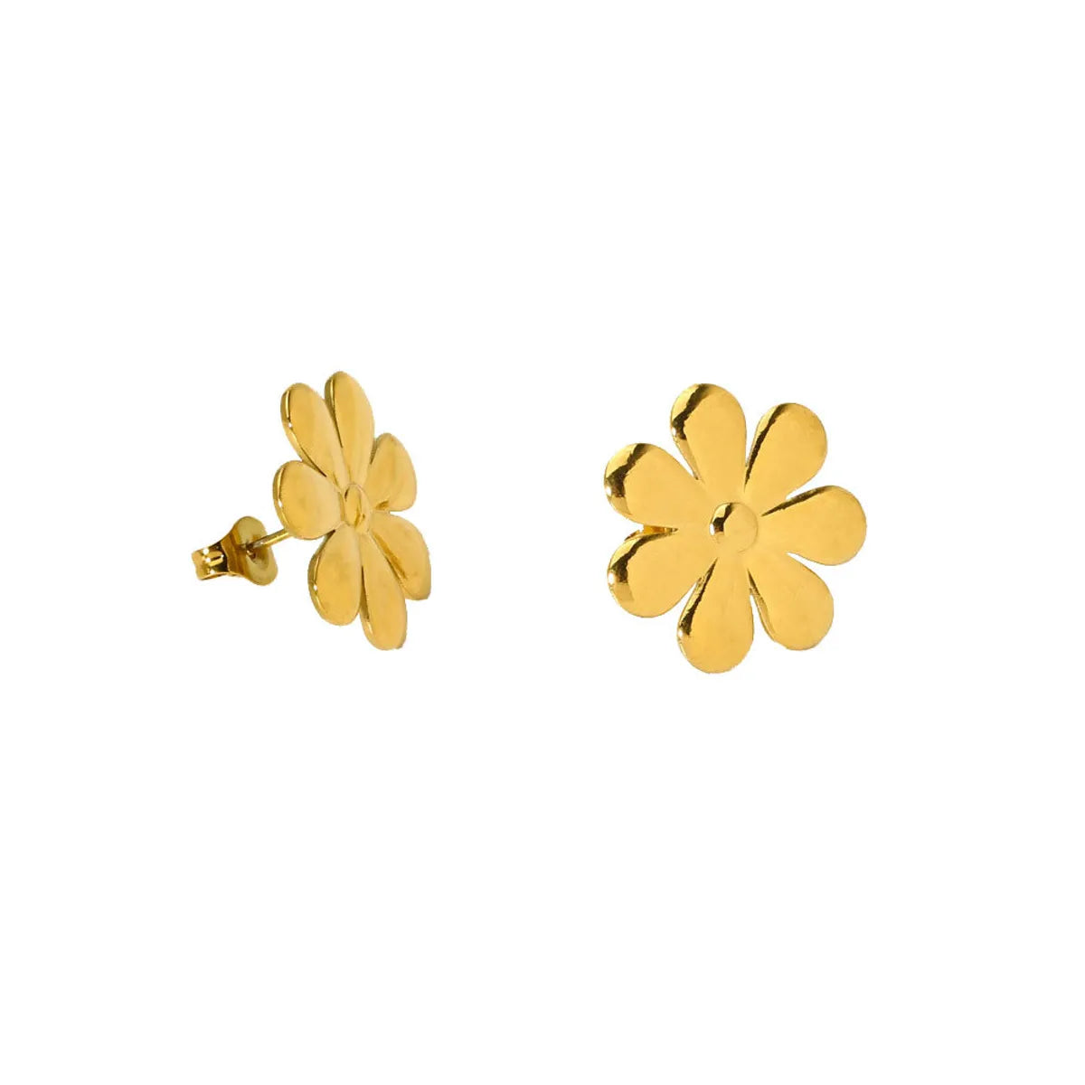 1 Pair Simple Style Flower Plating Titanium Steel Ear Studs