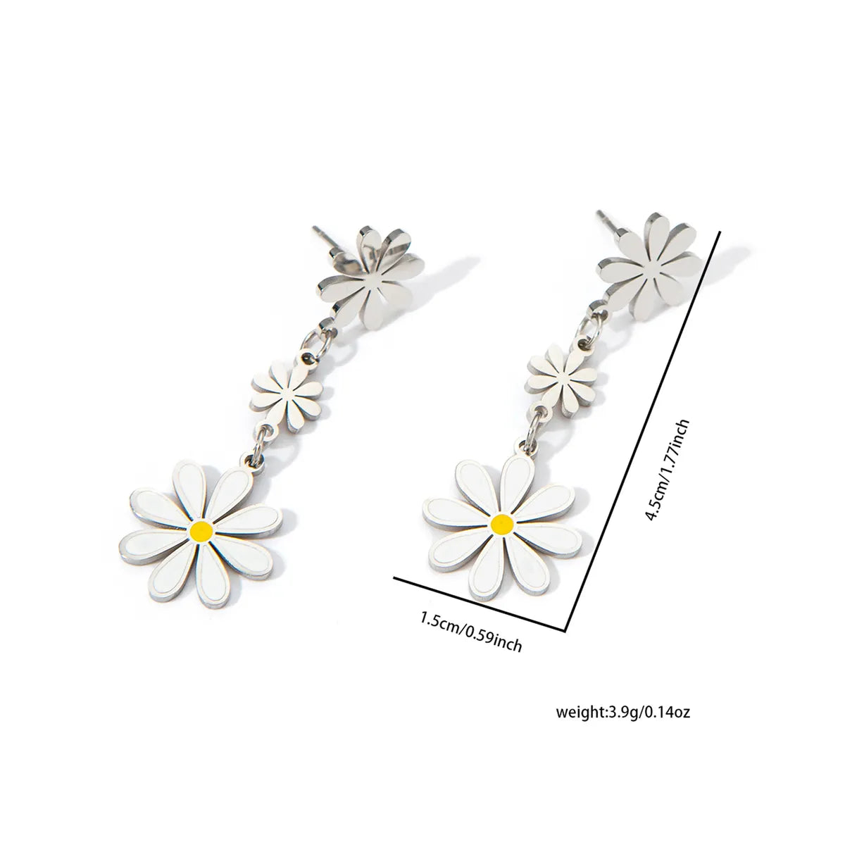 1 Pair Simple Style Flower Plating Titanium Steel Earrings