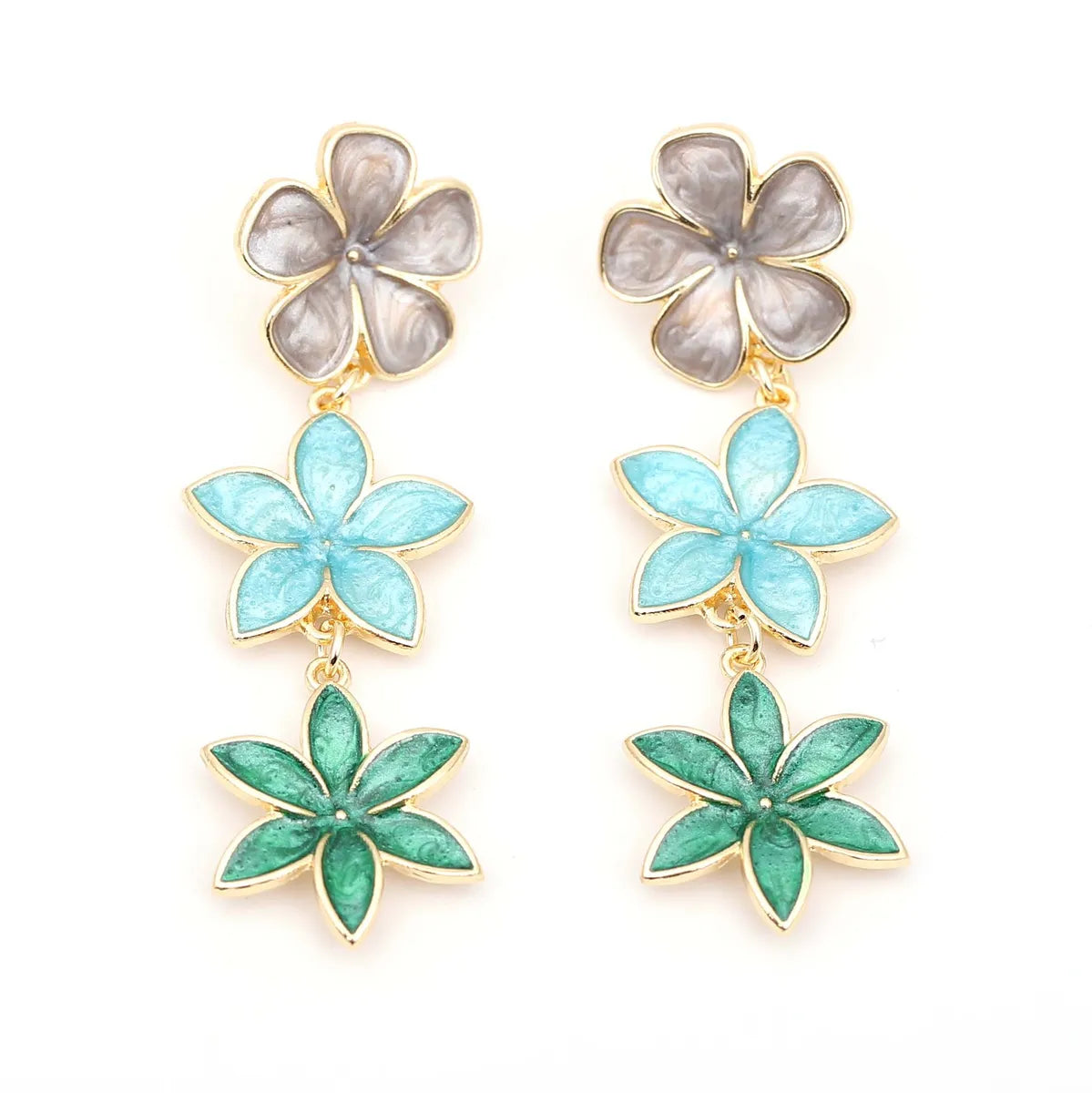 1 Pair Simple Style Flower Plating Zinc Alloy Drop Earrings