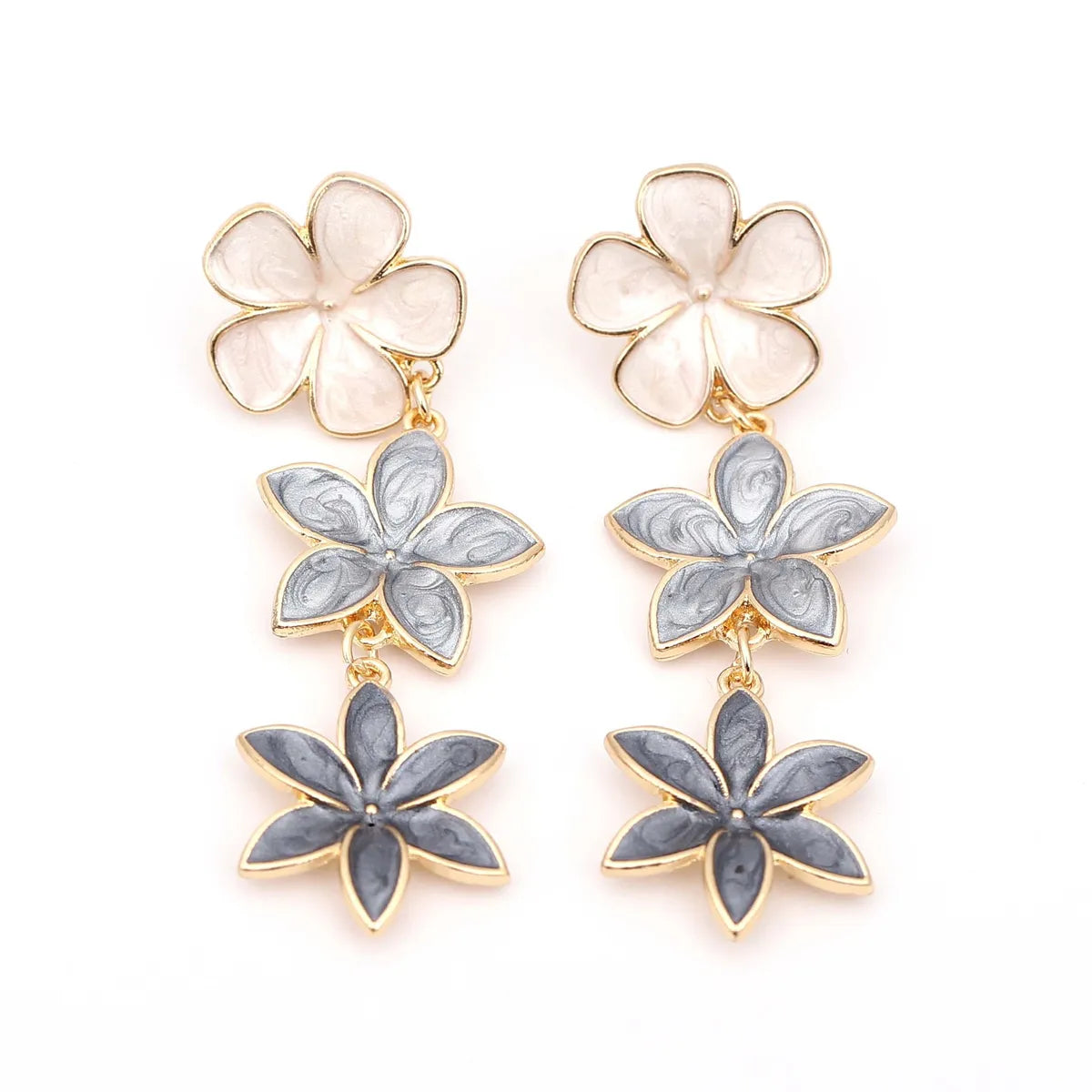 1 Pair Simple Style Flower Plating Zinc Alloy Drop Earrings