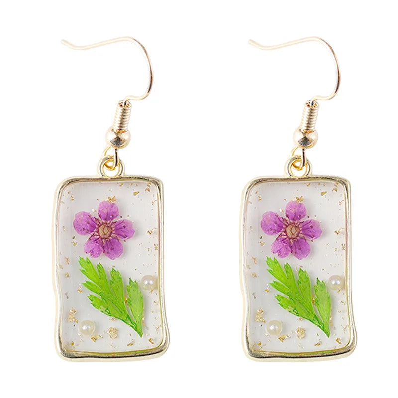 1 Pair Simple Style Flower Plating Zinc Alloy Drop Earrings