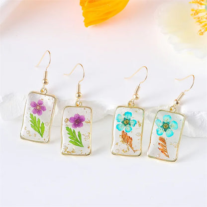 1 Pair Simple Style Flower Plating Zinc Alloy Drop Earrings