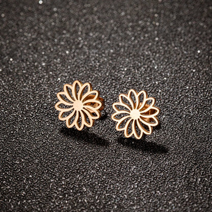 1 Pair Simple Style Flower Polishing Plating Stainless Steel 18k Gold Plated Ear Studs