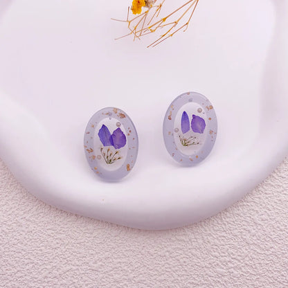 1 Pair Simple Style Flower Printing Plastic Resin Ear Studs