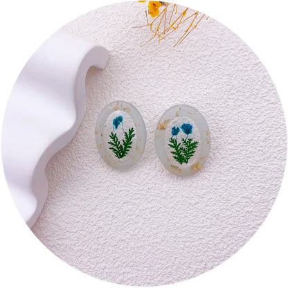 1 Pair Simple Style Flower Printing Plastic Resin Ear Studs