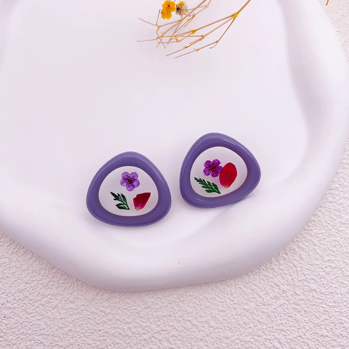 1 Pair Simple Style Flower Printing Plastic Resin Ear Studs