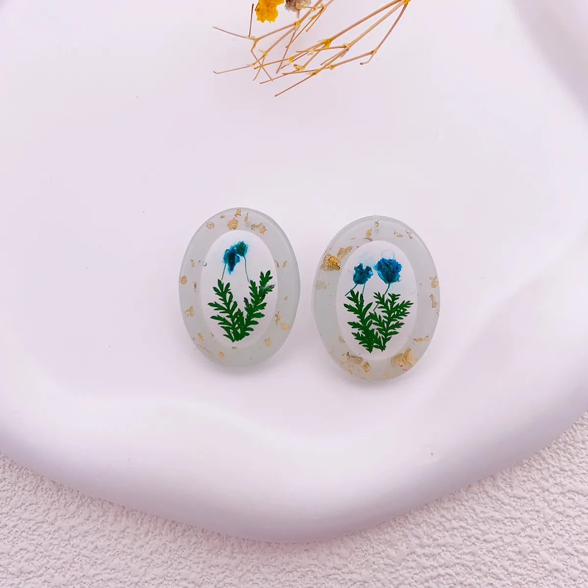 1 Pair Simple Style Flower Printing Plastic Resin Ear Studs