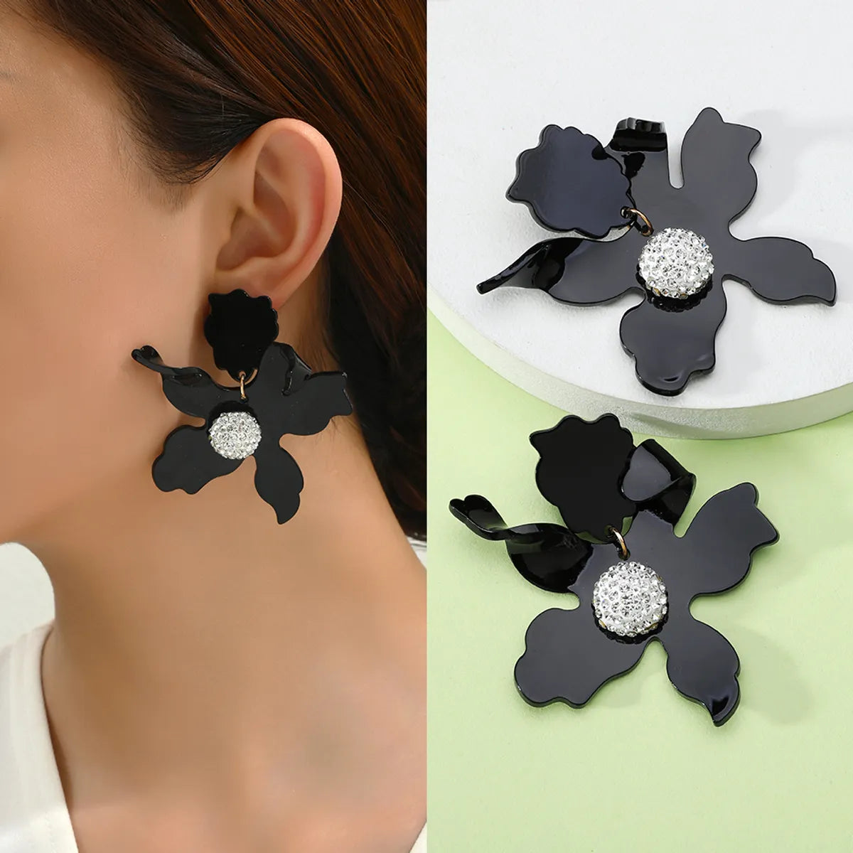 1 Pair Simple Style Flower Spray Paint Zinc Alloy Dangling Earrings