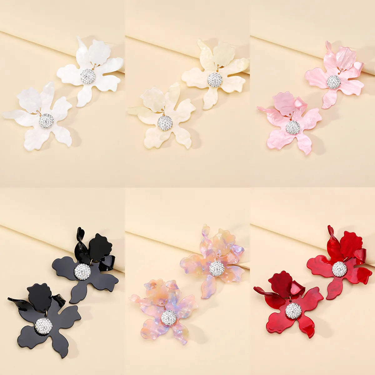 1 Pair Simple Style Flower Spray Paint Zinc Alloy Dangling Earrings