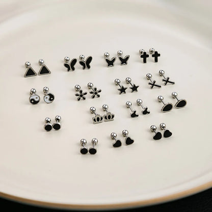 1 Pair Simple Style Flower Enamel Plating Stainless Steel Ear Studs