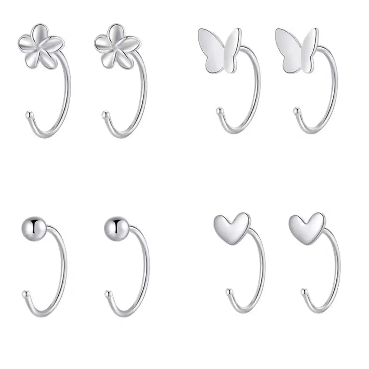 1 Pair Simple Style Flower Sterling Silver Ear Studs