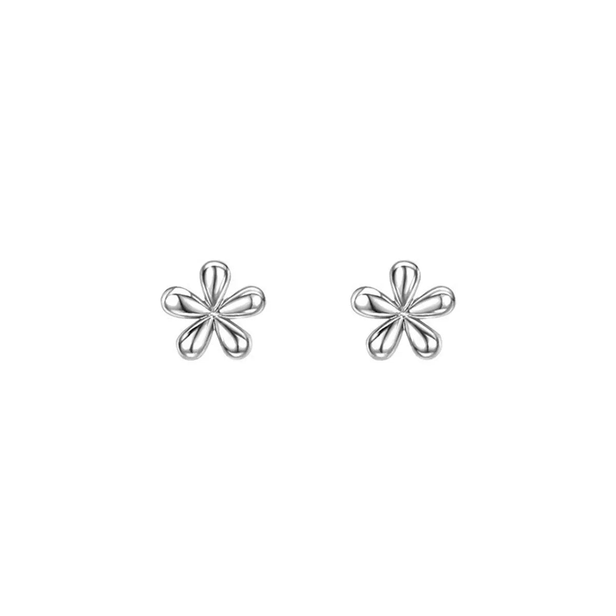 1 Pair Simple Style Flower Plating Copper White Gold Plated Ear Studs