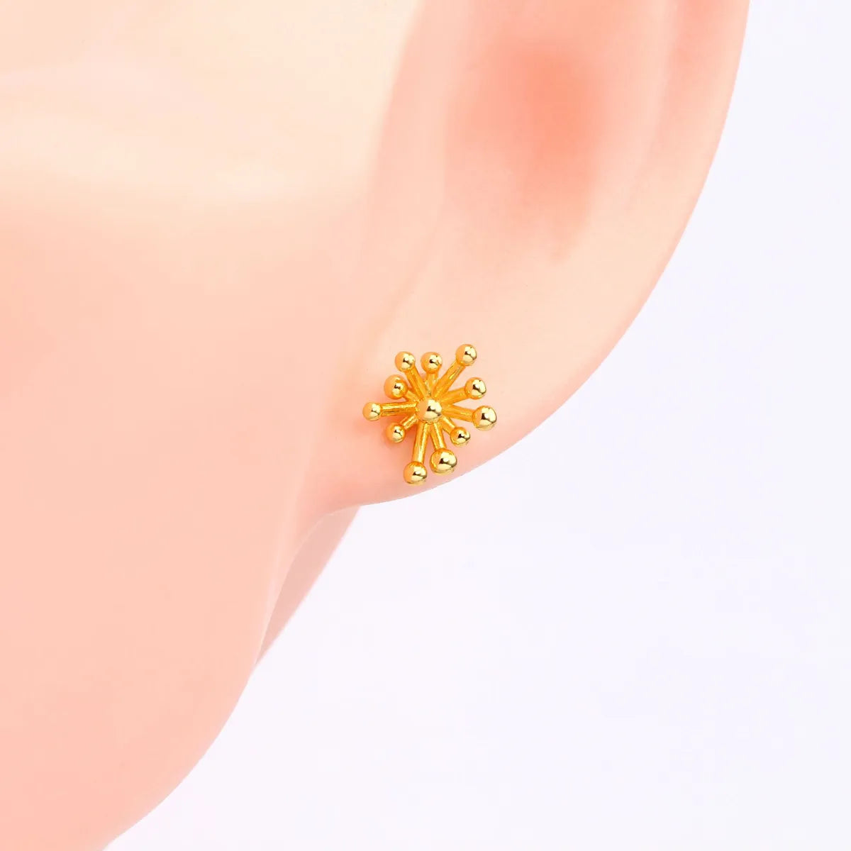 1 Pair Simple Style Flower Sterling Silver Plating White Gold Plated Gold Plated Ear Studs