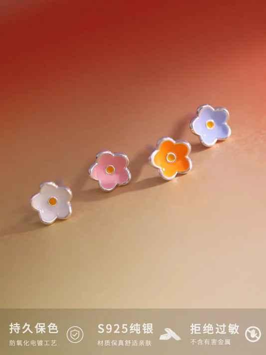 1 Pair Simple Style Flower Stoving Varnish Copper Ear Studs