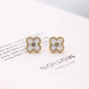 1 Pair Simple Style Four Leaf Clover Inlay Stainless Steel Zircon Ear Studs