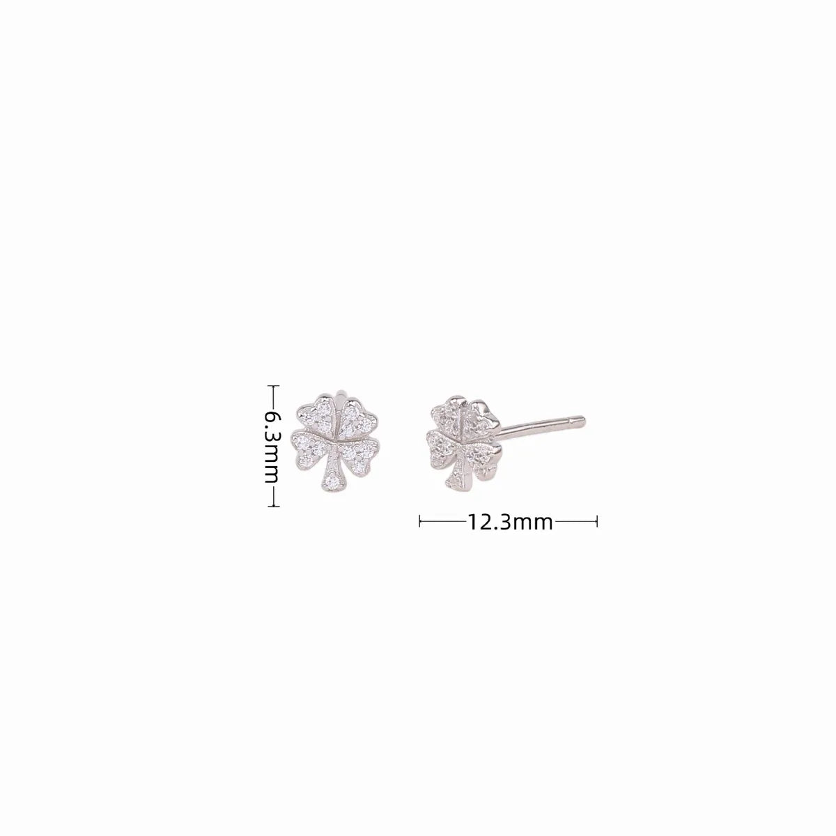 1 Pair Simple Style Four Leaf Clover Inlay Sterling Silver Zircon Ear Studs