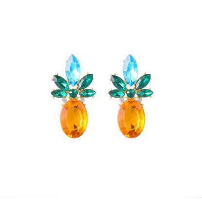 1 Pair Simple Style Fruit Inlay Rhinestone Crystal Ear Studs